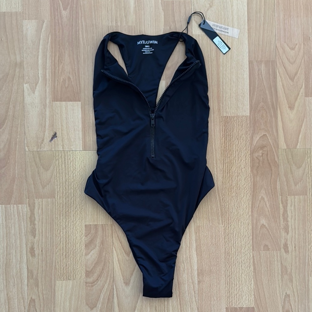 Sleek Black Racerback One-Piece Swimsuit